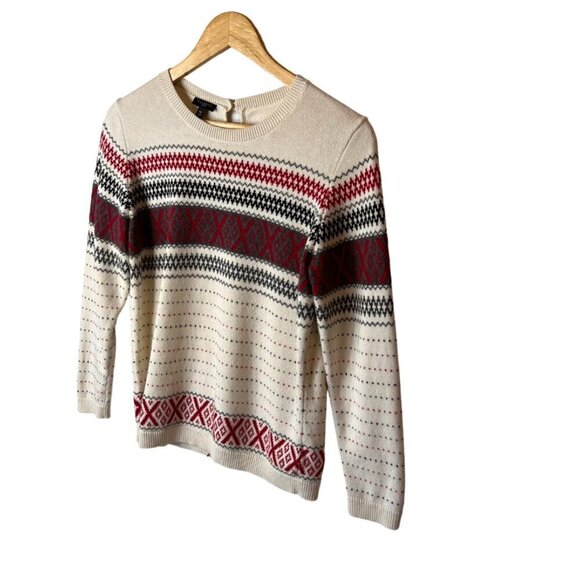 Talbots Sweater Womens Size MP Criss Cross Fair Isle Long Sleeve Cashmere Blend - Picture 5 of 15